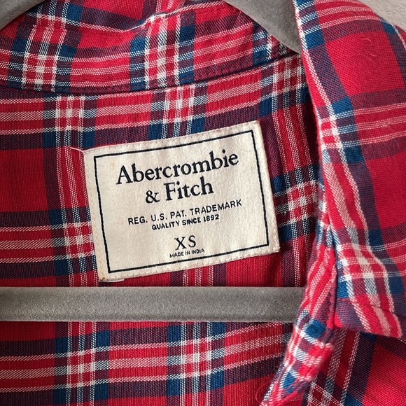 Abercrombie & Fitch Faux Wrap Plaid Blouse Sz XS - Picture 3 of 3